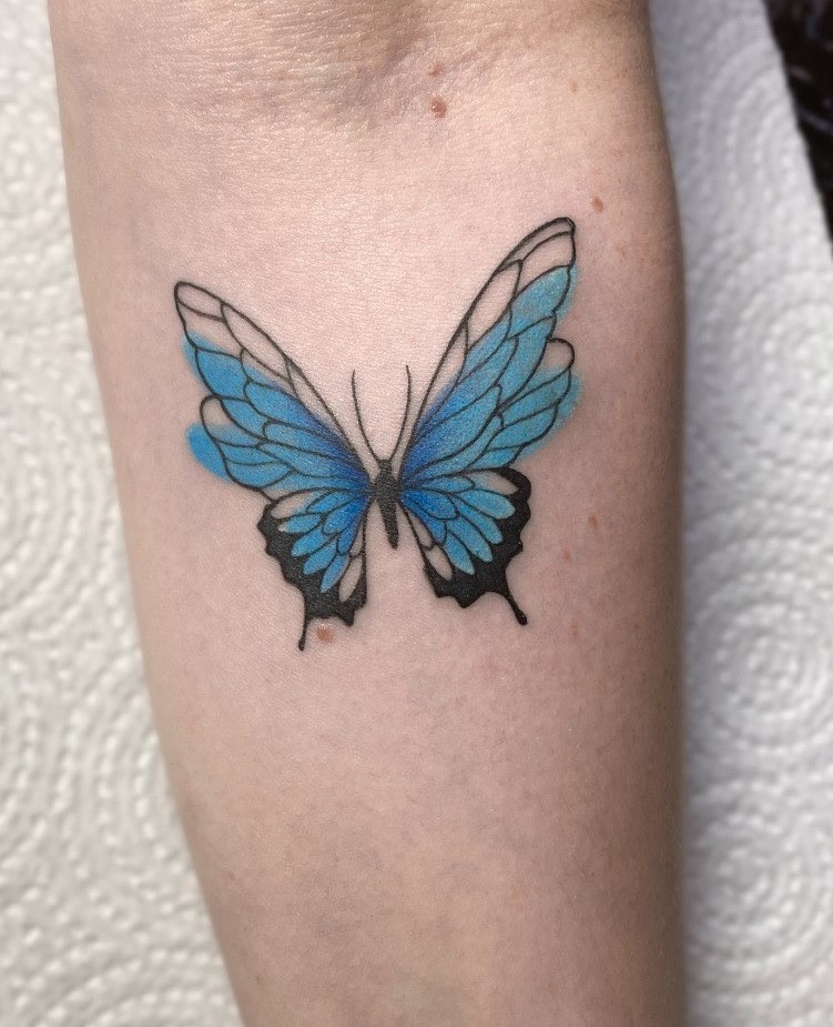 tatuagem de borboleta azul