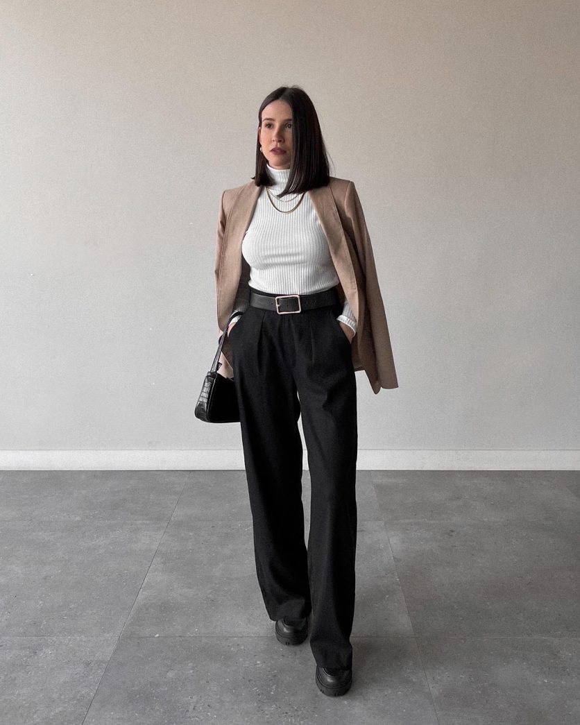 calça pantalona preta