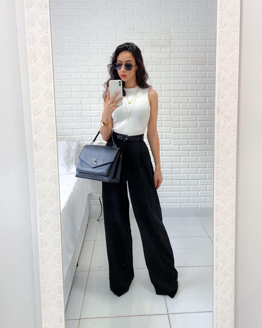 calça pantalona preta