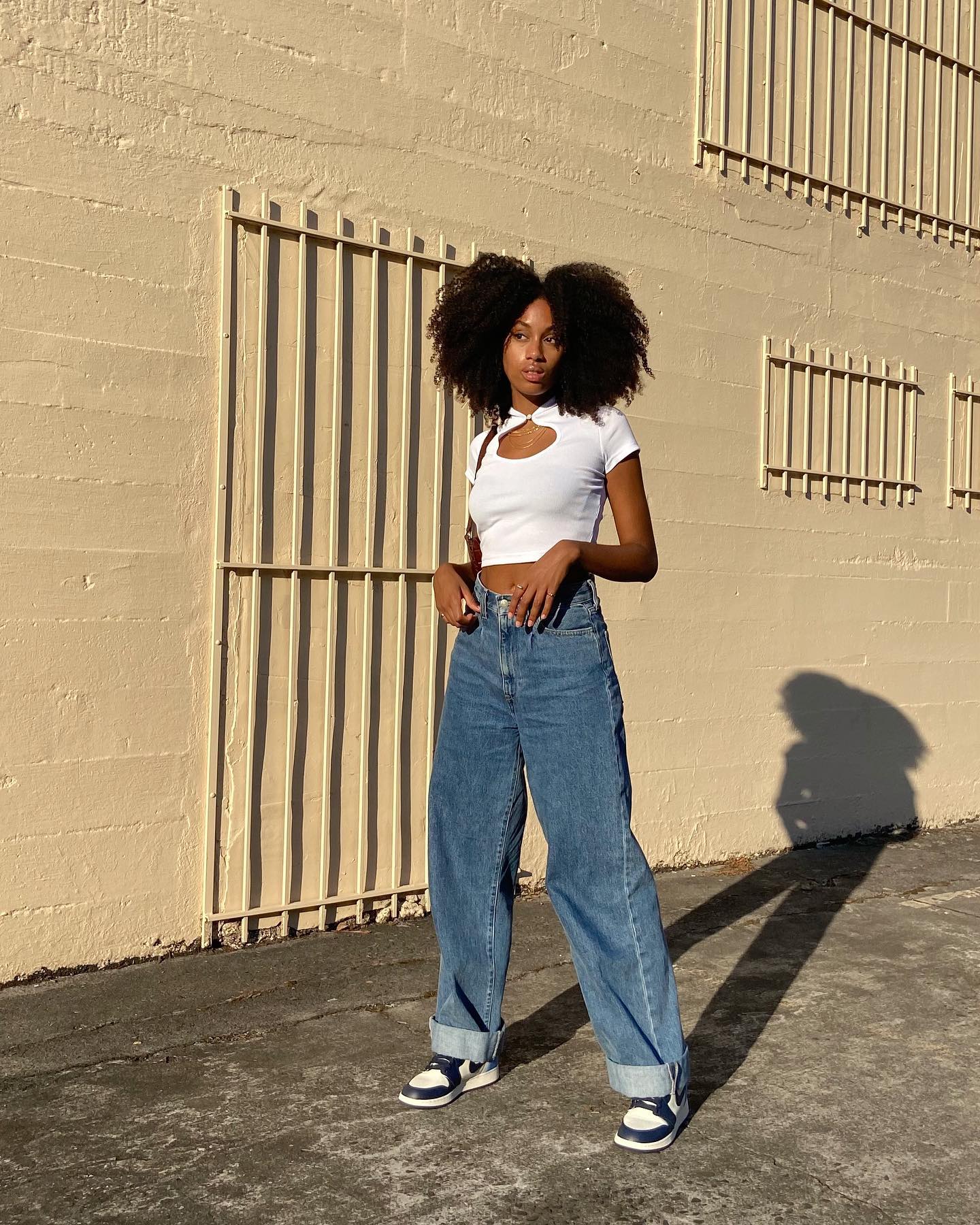 Calça pantalona best sale jeans cintura alta