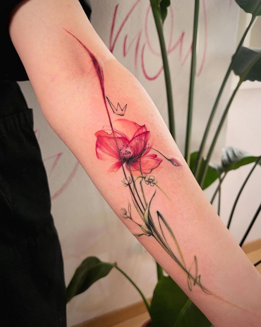 tatuagem de flores no braço